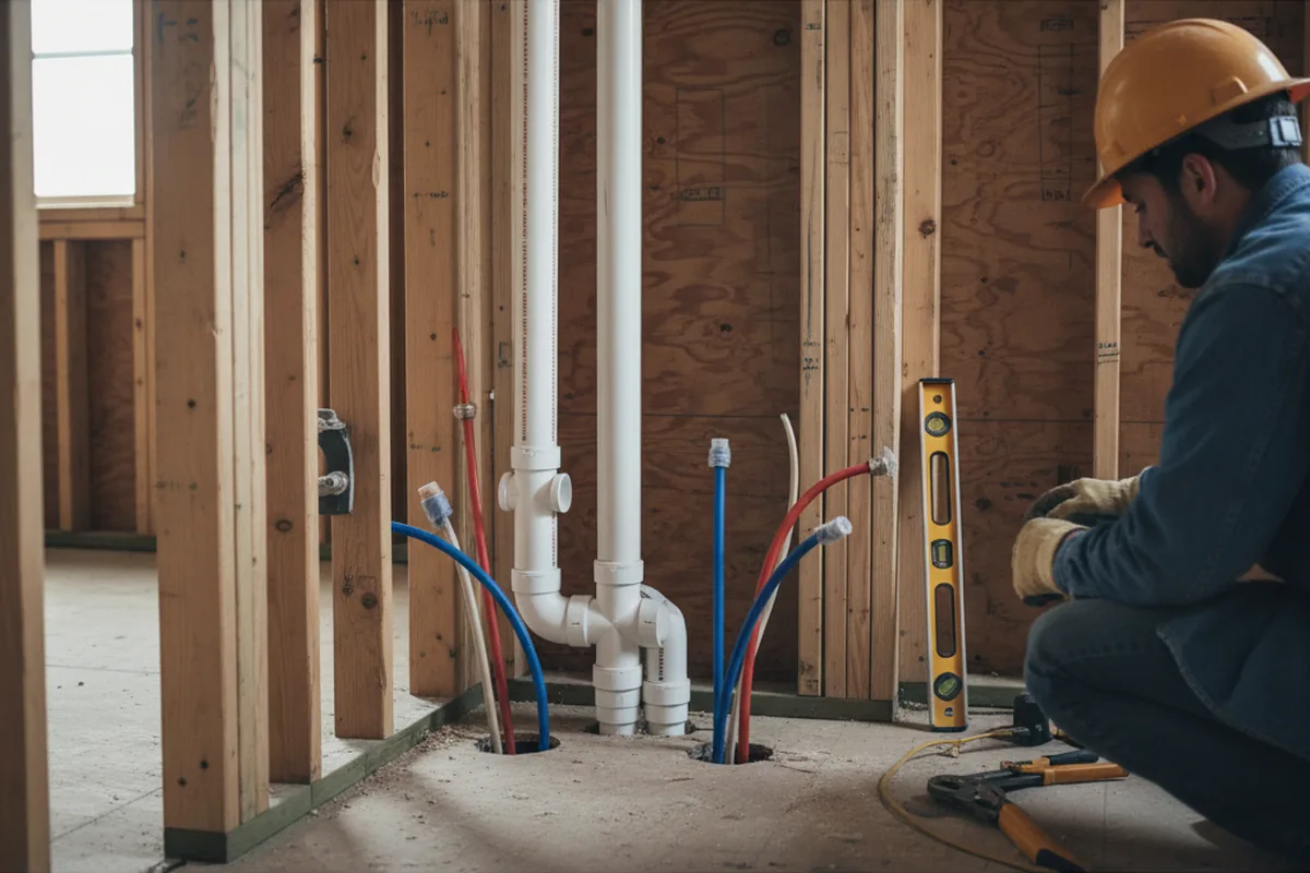 Drain and supply rough-in during Toilet Repair and Installation in Locust Valley