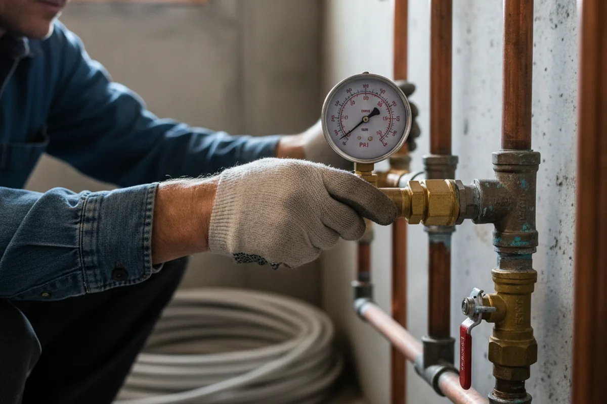 Pressure testing a repaired line during Water Line Repair in Locust Valley